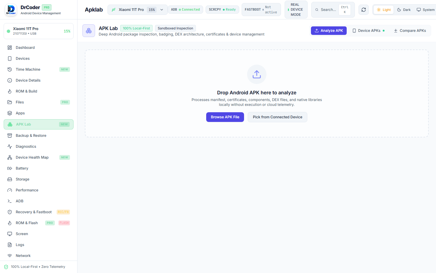 DrCoder APK Lab Interface