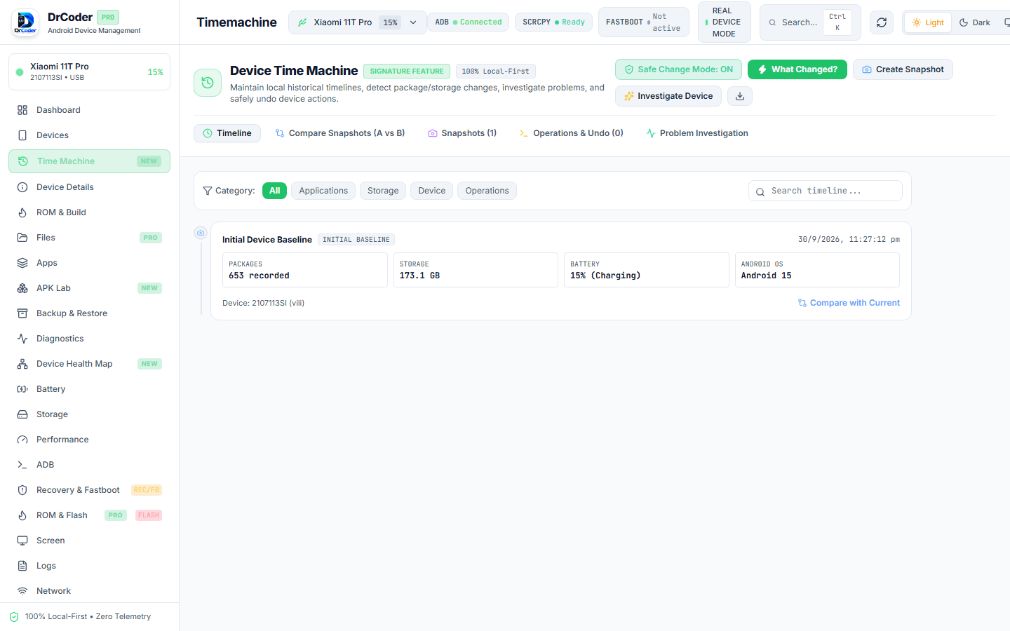 Device Time Machine Interface